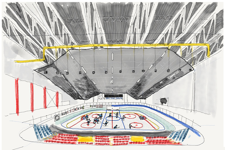 A Marker Drawing of a Hockey Stadium